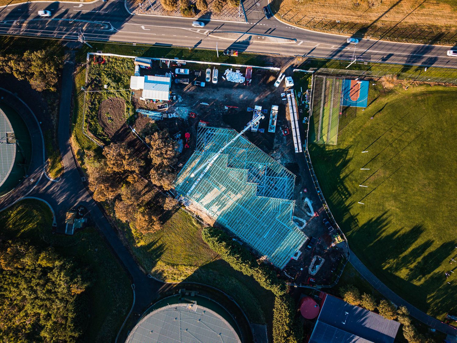Hume Anglican Grammar roofing works aerial