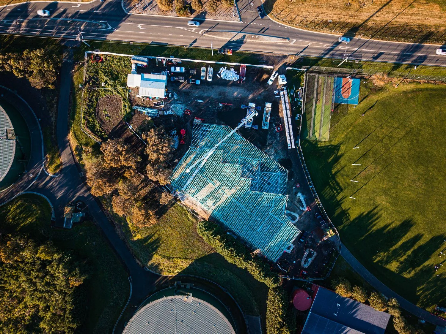 Hume Anglican Grammar roofing works aerial