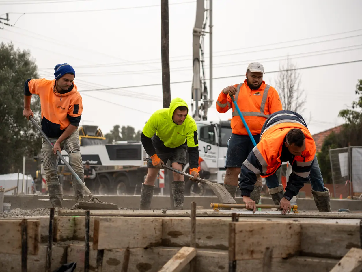 MERCS Projects crew pouring the slab in Elizabeth