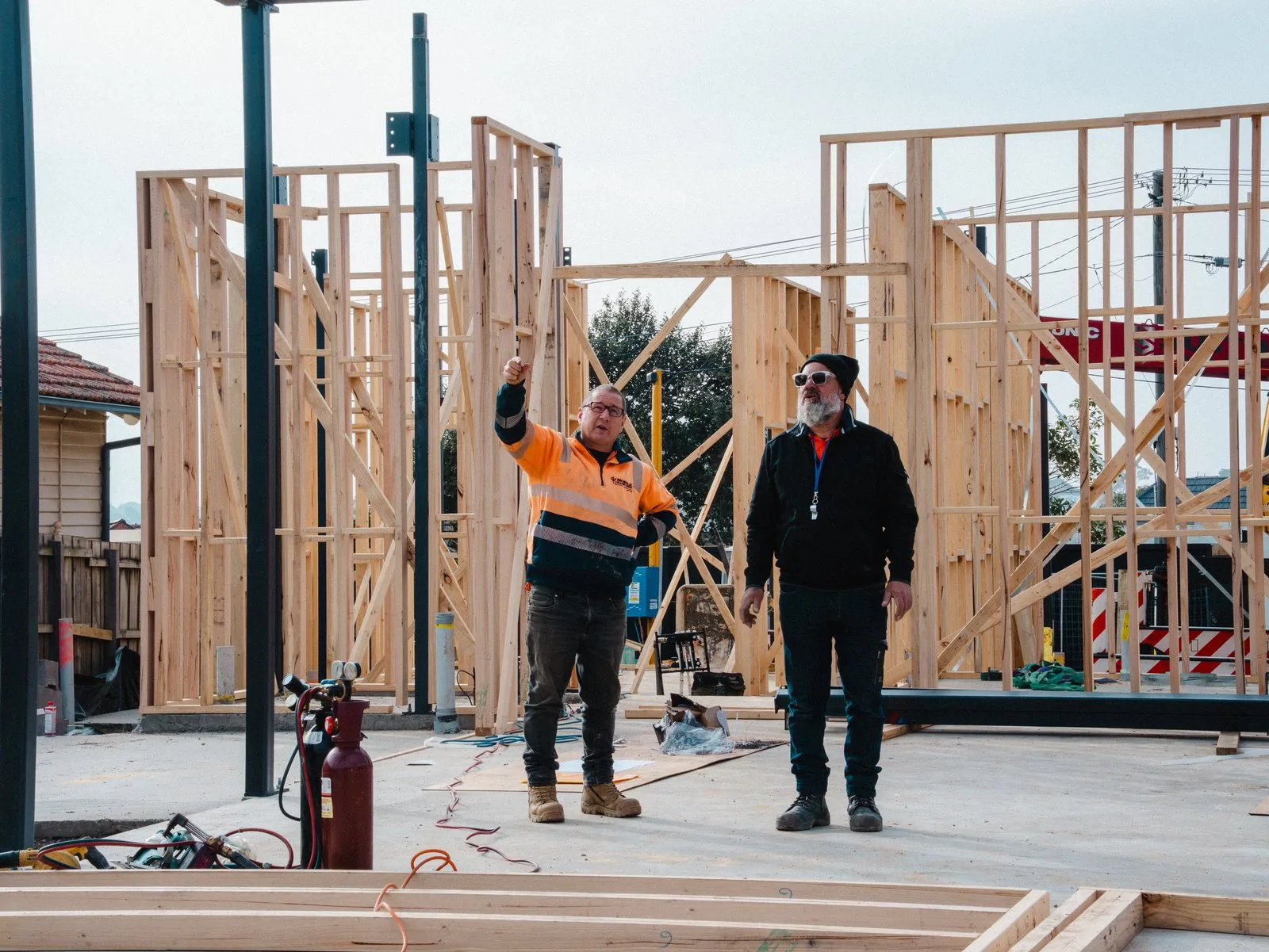 Timber framing on a residential development, Melbourne